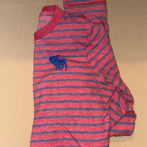 Abercrombie Kids Red and Blue Striped Long Sleeve Tee